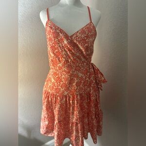 Elegant Red Floral Wrap Dress